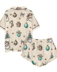 Baha Ranch Country Cow Print Christmas Satin Short Pajama Sets