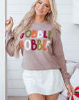 GOBBLE Thanksgiving Raw Hem Sweatshirt
