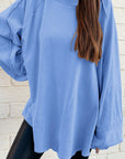 Solid Raw Seam Patchwork Baggy Sweatshirt