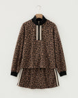 Leopard Quarter Zip Top & Mini Skirt Set