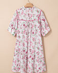 Plus Size Floral Tied V-Neck Mini Dress