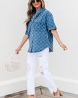 Violette Checkered Textured Short Sleeve