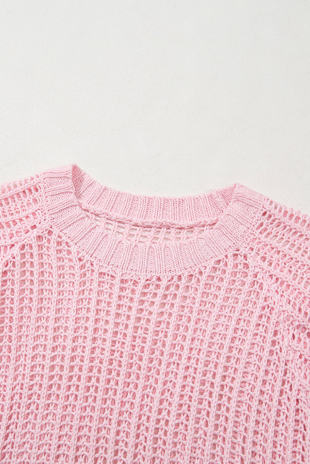 Hollow-out Crochet Tie Side Short Sleeve Sweater