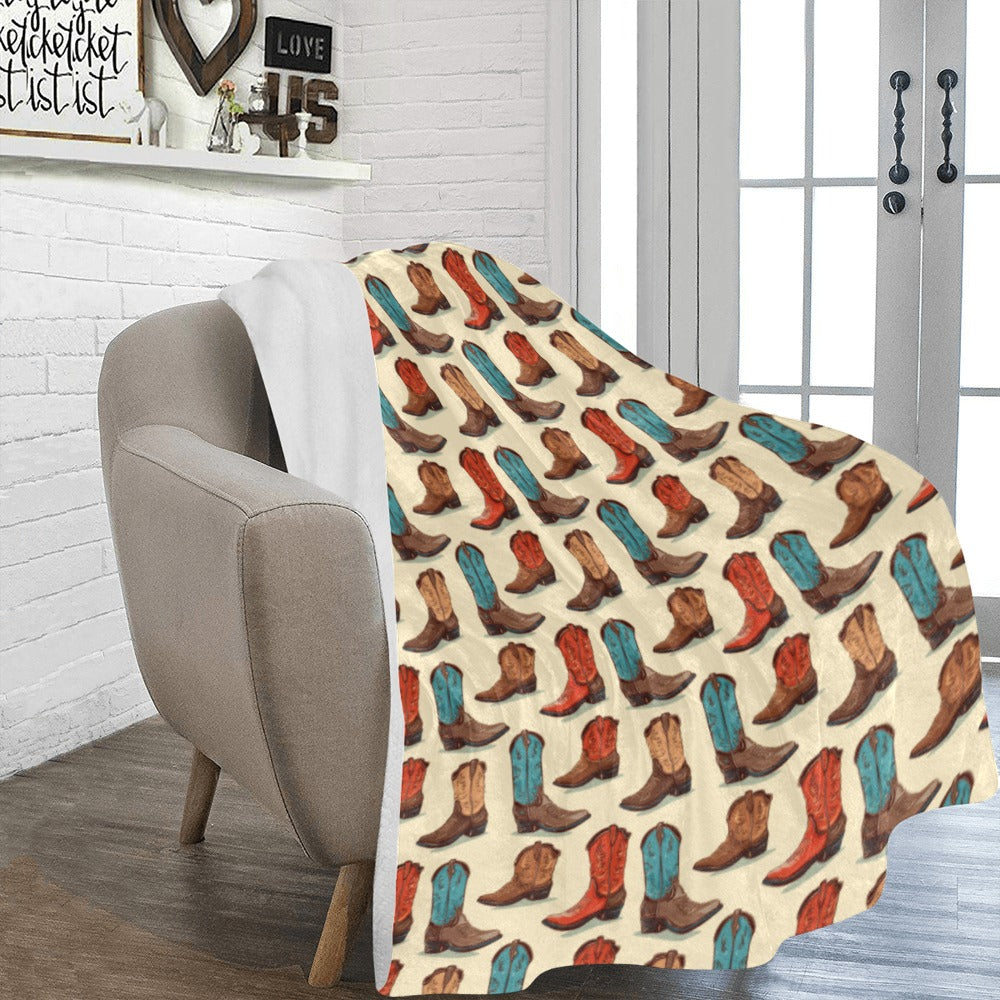 Got My Boots Western Micro Fleece Throw Blanket 60" x 80" Made in America