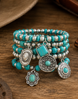Silver and Fashion Turquoise Charm Bracelet Stack
