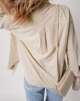 Houndstooth Corduroy Patchwork Flap Pocket Shacket