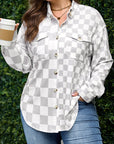 Plus Size Checker Button-Up Western Jacket