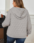 Gray Quilted Quarter Zip Plus Size Hoodie