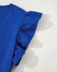 Claire Textured Flutter Sleeve Ruffled Mini Dress