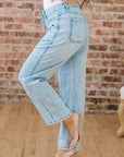 Ivory Detail Drawstring Barrel Jeans