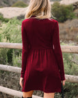 Ribbed Knit Patchwork Long Sleeve Dress
