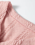 Cable Knit V-Neck Cardigan and Shorts Set