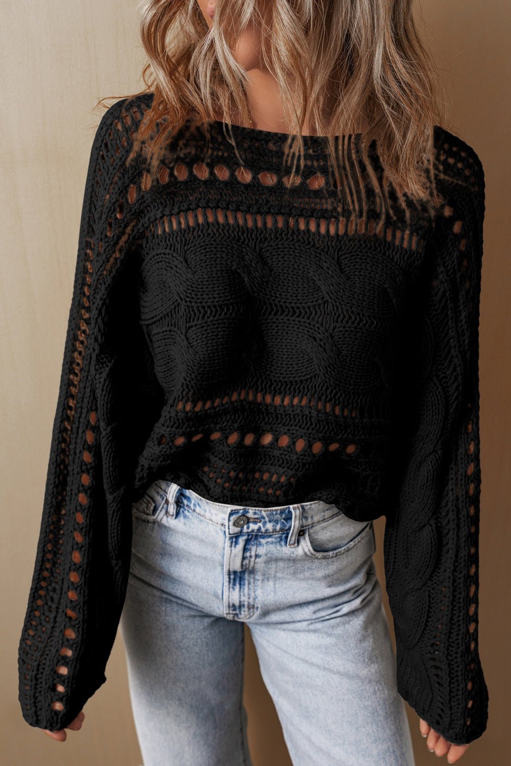 Emma Cable Knit Cropped Sweater