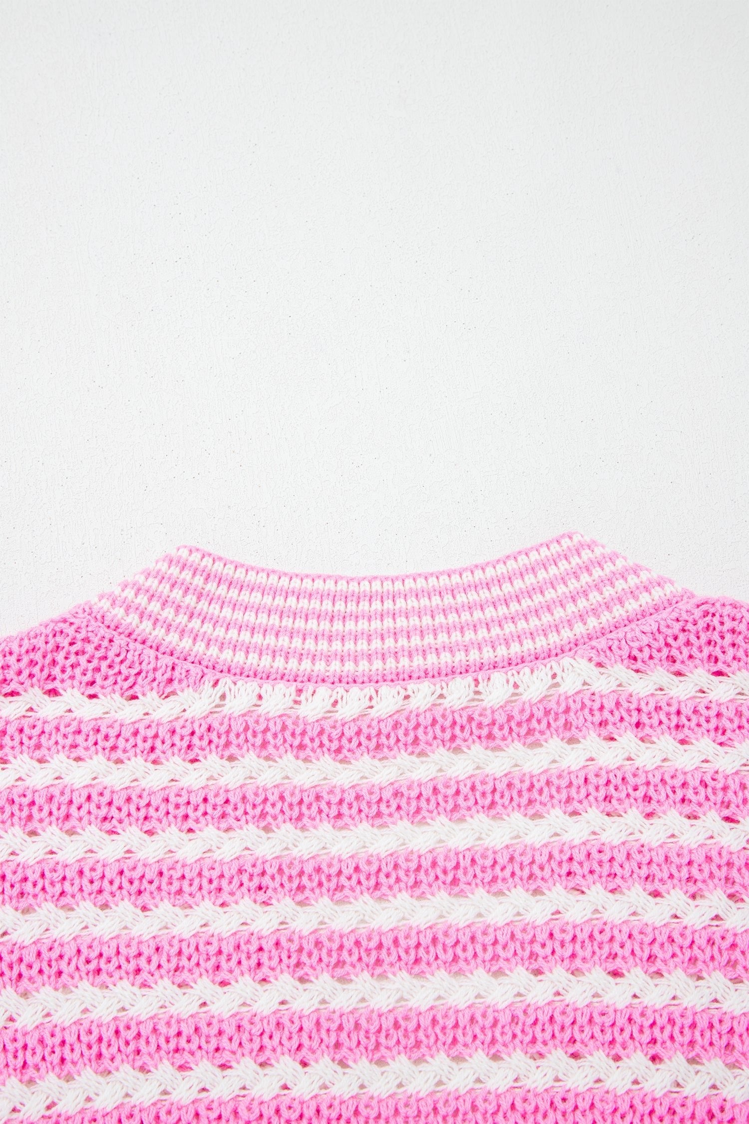 Stripe Bow Tie V-Neck Short Sleeve Sweater