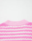 Stripe Bow Tie V-Neck Short Sleeve Sweater