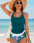 Everlee Stripe Drawstring Tummy Control Tankini Swimsuit