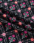 Floral Contrast V-Neck 3/4 Sleeve Blouse