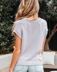 Solid Bow Tie Applique Cap Sleeve Sweater