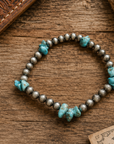 Imitation Navajo Pearl and Fashion Turquoise Stretch Bracelet