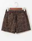 Leopard Denim Drawstring Elastic Waist Skort