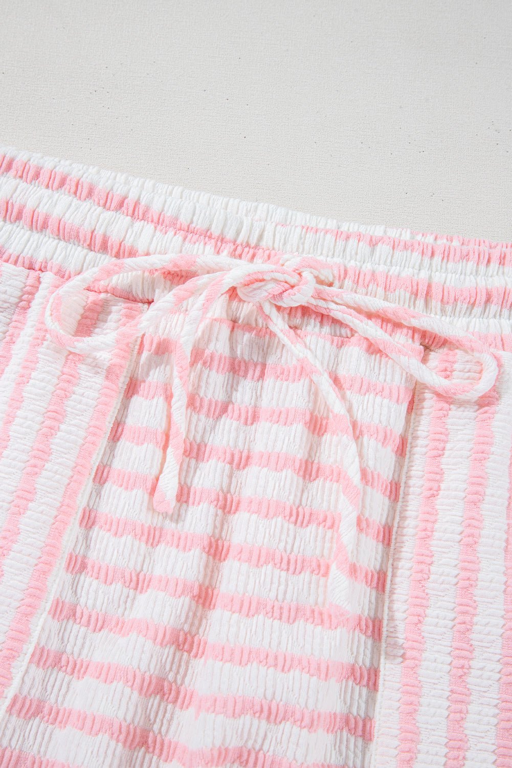 Stripe Knitted Top &amp; Drawstring Shorts Set