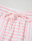 Stripe Knitted Top & Drawstring Shorts Set