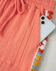 Floral Crochet Trim Textured Top and Pants Set
