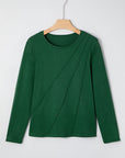 Solid Asymmetric Seam Long Sleeve Top