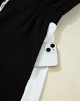 Colorblock Zip Front Collared Short Sleeve Romper