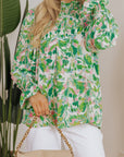 Milena Sleeve Shirred Mock Blouse
