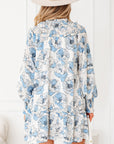 Floral Ruffle Tie Neck Mini Dress