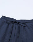 Solid Textured T-Shirt and Drawstring Pants Set