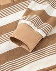 Stripe Half-Zip Collared Patchwork Long Sleeve Sweatshirt