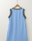 Solid Contrast Trim V-Neck Sleeveless Mini Dress
