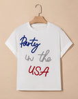 Party in the USA Cord Embroidered Graphic T-Shirt