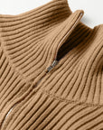Colorblock Stripe Quarter Zip Collared Sweater