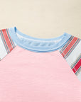 Stripe Patchwork Reverse Seam Long Sleeve Top