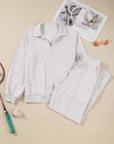 Solid V-Neck Pullover and Drawstring Sweatpants Set