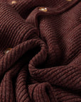 Ribbed Knit Flap Pocket Button-Up Shacket
