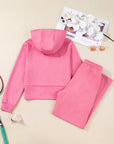 Solid Zip Up Hoodie and Pants Set