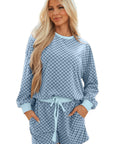 Checker Long Sleeve Pullover and Shorts Set