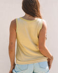 Metallic Contrast Trim Scoop Neck Tank Top