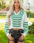 Janelle Collared Cropped Knit Pullover