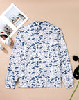Plus Size Camo Quarter Zip Kangaroo Pocket Sweatshirt