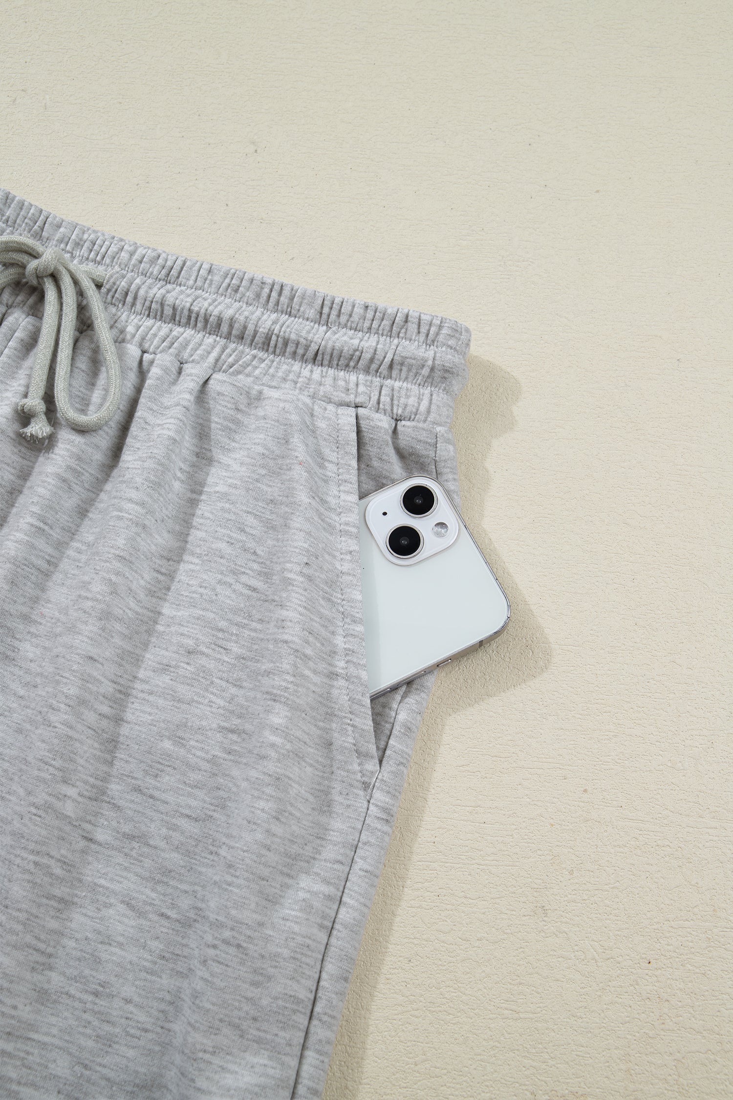Collared V-Neck Tee &amp; Drawstring Shorts Set