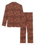 Leather Floral Print Women's Long Pajama Set