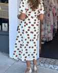 Polka Dot V-Neck Short Sleeve Midi Dress