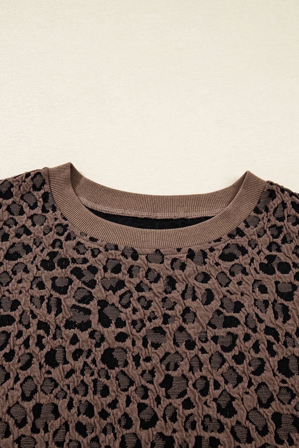 Annie Ribbed Trim Leopard Top