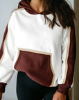 Colorblock Patchwork Kangaroo Pocket Hooded Sweatshirt