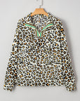 Laurel Leopard V Neck Blouse